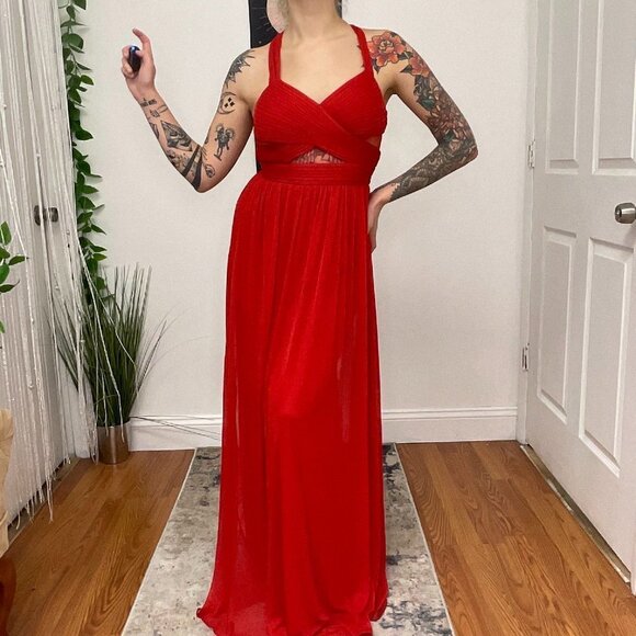 Betsy & Adam Sleeveless Cutout Maxi Dress Size 0 Red - Picture 3 of 6
